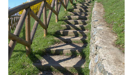 Path with stairway on a natural hill