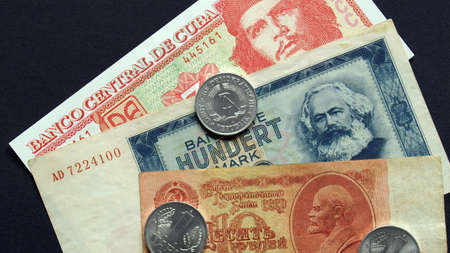 Money from the Communist countries: CCCP SSSR DDR Cubaの写真素材