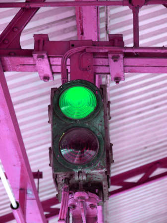 Green light on a traffic light or semaphoreの写真素材