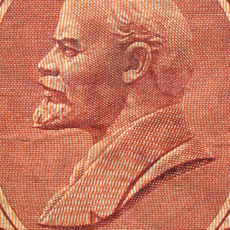 Portrait of Lenin on a vintage withdrawn 10 Rubles banknoteの写真素材