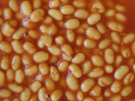 Detail of baked beans in tomato sauce - useful as a backgroundの写真素材