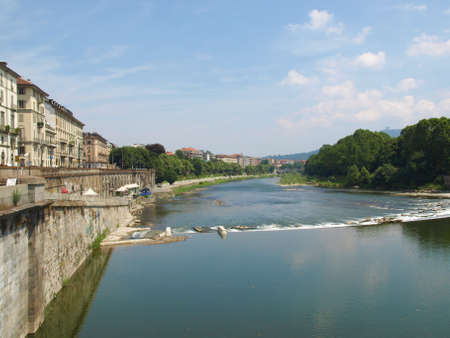 Fiume Po (River Po) in Turin, Italyの写真素材