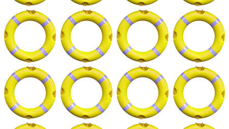 A life buoy for safety at sea - isolated over white backgroundの写真素材