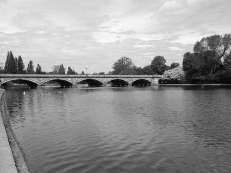 Serpentine lake river in Hyde Park, London, UKの写真素材