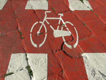 Sign of a bike or bicycle laneの写真素材