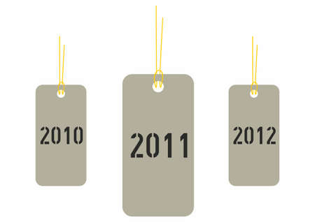 Illustration of year 2011 tag label with 2010 and 2012