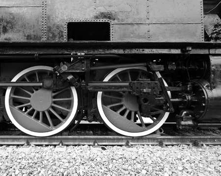 Detail of ancient steam train locomotive vehicleの写真素材