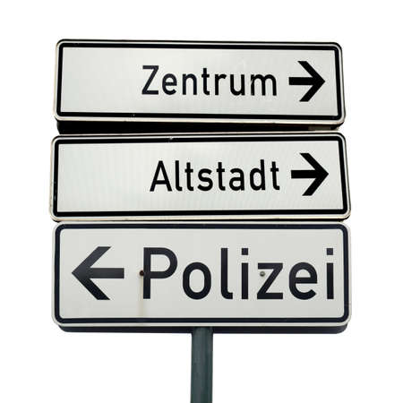 German traffic signs isolated over white backgroundの写真素材