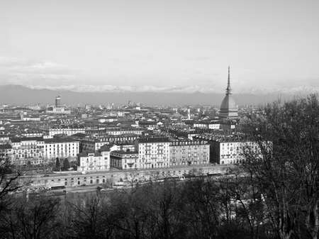 City of Turin (Torino) skyline panorama seen from the hillの写真素材