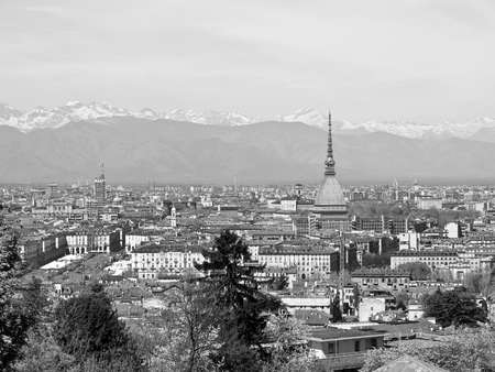 City of Turin (Torino) skyline panorama seen from the hillの写真素材