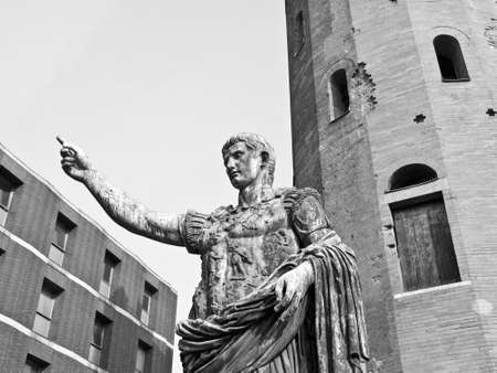 Caesar Augustus monument at Palatine towers in Turin, Italyの写真素材
