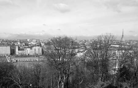 City of Turin (Torino) skyline panorama seen from the hillの写真素材