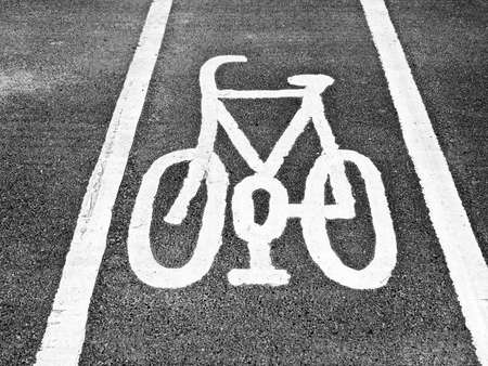 Sign of a bike or bicycle laneの写真素材
