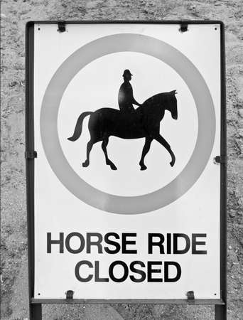 A traffic sign - horse ride closedの写真素材