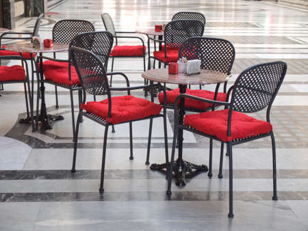 Tables and chairs of a dehors alfresco bar restaurant pub
