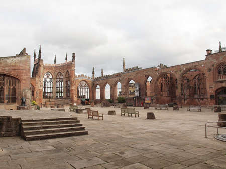 Ruins of bombed St Michael Cathedral, Coventry, England, UK
