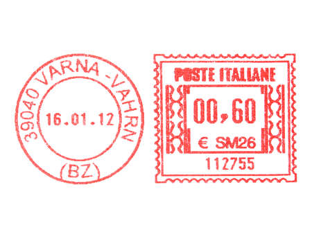 ITALY - CIRCA 2011: Red postage meter circa 2011 in Italy