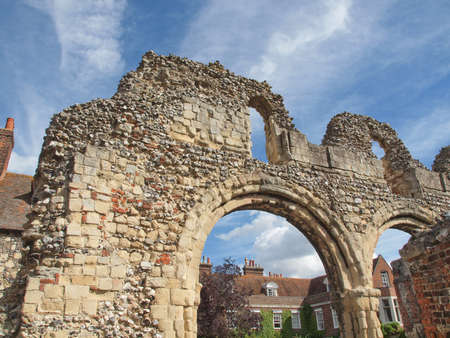 Ruins of St Augustine Abbey in Canterbury UKの写真素材