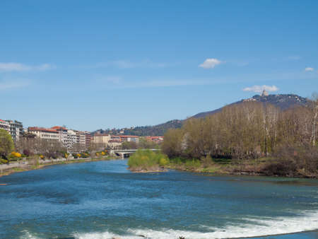 Fiume Po (River Po) in Turin Italyの写真素材