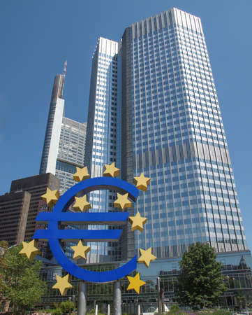 European Central Bank in Frankfurt am Main Germanyのeditorial素材