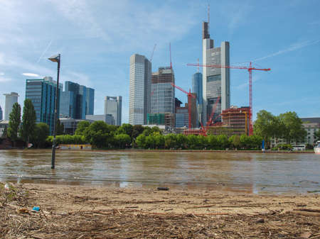 Flood of River Main in Frankfurt am Main in Germanyのeditorial素材