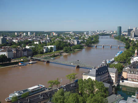 Aerial view of the city of Frankfurt am Main in Germanyのeditorial素材