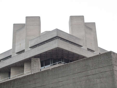 The National Theatre iconic new brutalist architecture in London England UK - isolated over white backgroundのeditorial素材