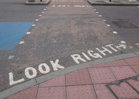 Look Right sign in a London streetの写真素材