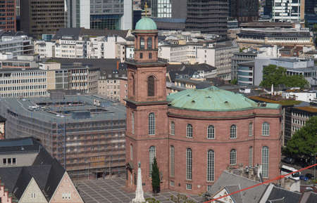 Aerial view of the city of Frankfurt am Main in Germanyの写真素材