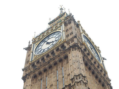 Big Ben Houses of Parliament Westminster Palace London gothic architecture - isolated over white backgroundの写真素材