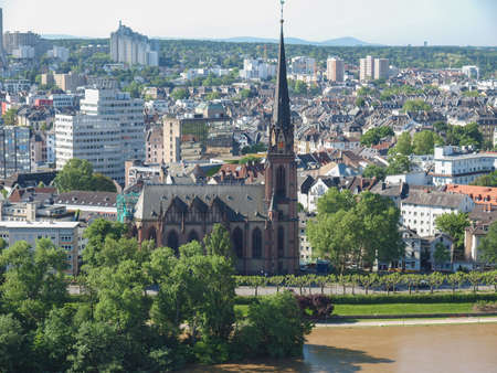 Aerial view of the city of Frankfurt am Main in Germanyの写真素材