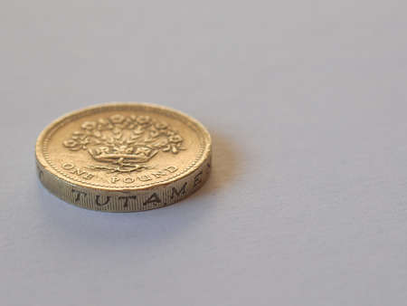 Macro image of British pound coins moneyの写真素材