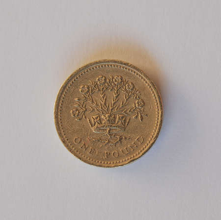 Macro image of British pound coins moneyの写真素材