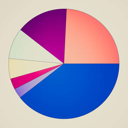 Retro looking Pie chart graph illustration isolated over whiteの写真素材