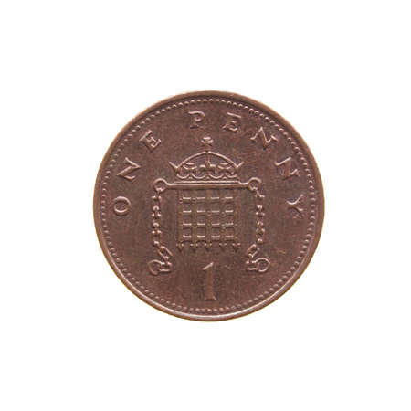 One Penny coin isolated over a white 