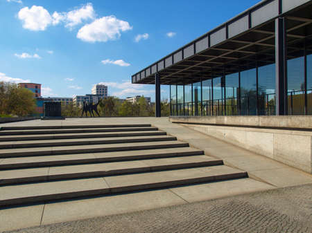 BERLIN, GERMANY - APRIL 23, 2010: The Neue Nationalgalerie art gallery is a masterpiece of modern architecture designed by Mies Van Der Rohe in 1968 as part of the Kulturforumのeditorial素材