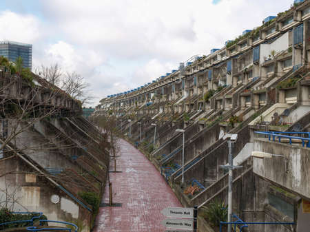 LONDON, ENGLAND, UK - MARCH 04, 2009: The Alexandra Road estate designed in 1968 by Neave Brown applies the terraced house model to high-density public housing is a masterpiece of new brutalist architectureのeditorial素材
