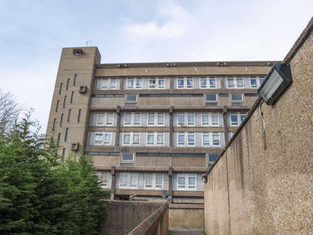 LONDON, ENGLAND, UK - MARCH 05, 2009: The Trellick Tower in North Kensington designed by Erno Goldfinger in 1964 is a Grade II listed masterpiece of new brutalist architectureのeditorial素材