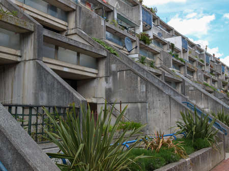 LONDON, ENGLAND, UK - MAY 06, 2010: The Alexandra Road estate designed in 1968 by Neave Brown applies the terraced house model to high-density public housing is a masterpiece of new brutalist architectureのeditorial素材
