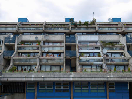 LONDON, ENGLAND, UK - MAY 06, 2010: The Alexandra Road estate designed in 1968 by Neave Brown applies the terraced house model to high-density public housing is a masterpiece of new brutalist architectureのeditorial素材