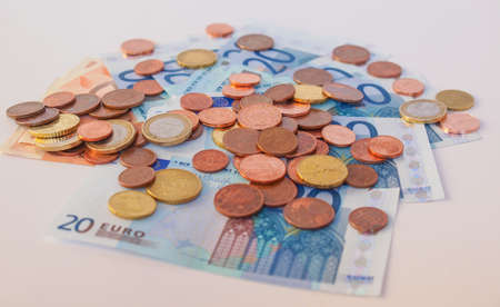 Euro coins and banknotes currency of the European Union