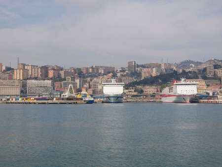 View of the city of Genoa from the seaのeditorial素材