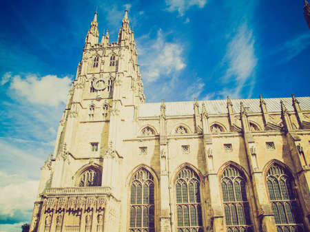 Vintage retro looking The Canterbury Cathedral in Kent England UK