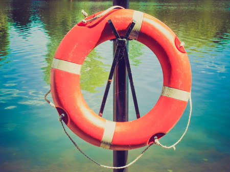 Vintage looking A life buoy for safety at seaの写真素材