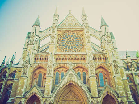 Vintage looking The Westminster Abbey church in London UKの写真素材