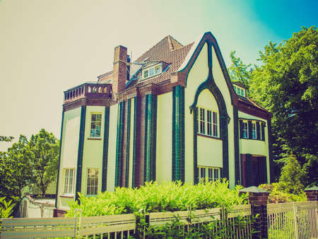 Vintage looking Haus Behrens at Kuenstler Kolonie artists colony in Darmstadt Germanyのeditorial素材