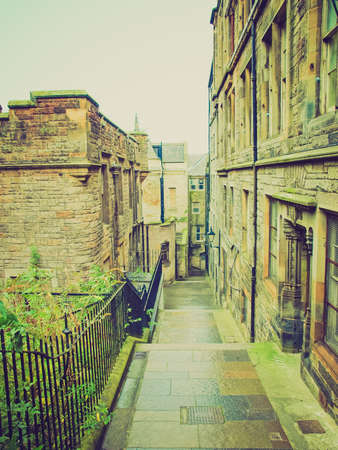 Vintage looking View of the city of Edinburgh in Scotlandの写真素材