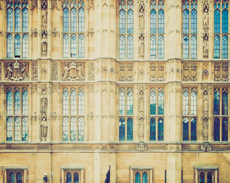 Vintage looking Houses of Parliament Westminster Palace London gothic architectureの写真素材