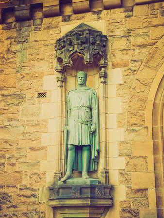 Vintage looking Edinburgh castle in Scotland, Great Britain, United Kingdomの写真素材