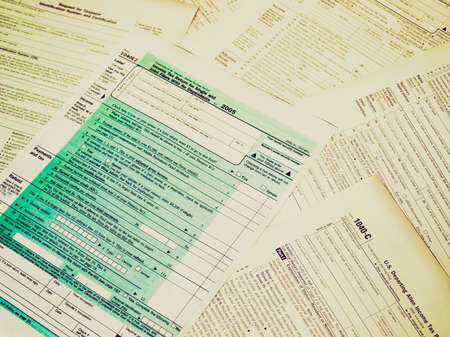 Vintage looking Range of various blank USA tax forms